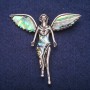 Brosche Engel mit Haliotis-Inlay, silberfarbenes Metall 59 × 60 mm