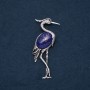Brosche/Anhänger 'Reiher mit Lapislazuli', 80×30 mm