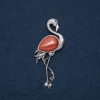 Brosche-Anhänger „Flamingo“ mit Aventurin „goldener Sand“ 85×30 mm