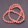 Perlen aus rosa Chalzedon auf einer Schnur, glatte Kugeln, Durchmesser 4 mm, Länge 38 cm