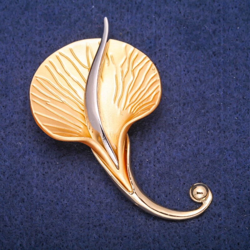 Brosche Blume goldfarben und silberfarben 40 × 66 mm