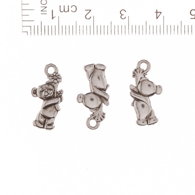 Anhänger Bärchen mit Blume 19×10 mm, Verpackung 20 g, ±21 Stück
