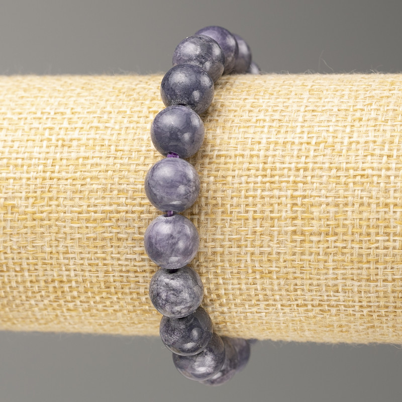 Elastisches Armband aus Amethyst-Imitat (Acryl) mit glatten Kugeln, Durchmesser ca. 10 mm, Länge ca. 18 cm