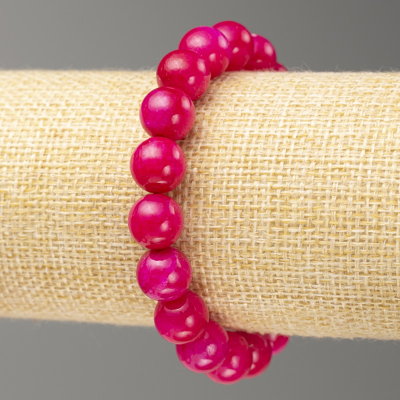 Elastisches Armband aus Turmalin-Imitat (Acryl), glatte Kugeln, Durchmesser ca. 10 mm, Länge ca. 18 cm
