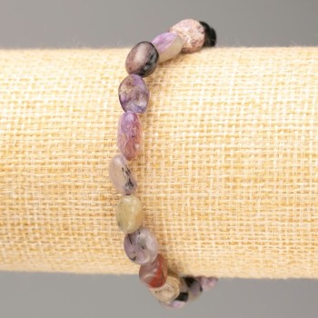 Armband aus natürlichem Charoit auf elastischem Band, Durchmesser ca. 9 x 7 mm, Umfang ca. 18 cm