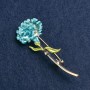 Brosche Nelkenblume, blau emailliert, goldfarbenes Metall, 59 x 24 mm