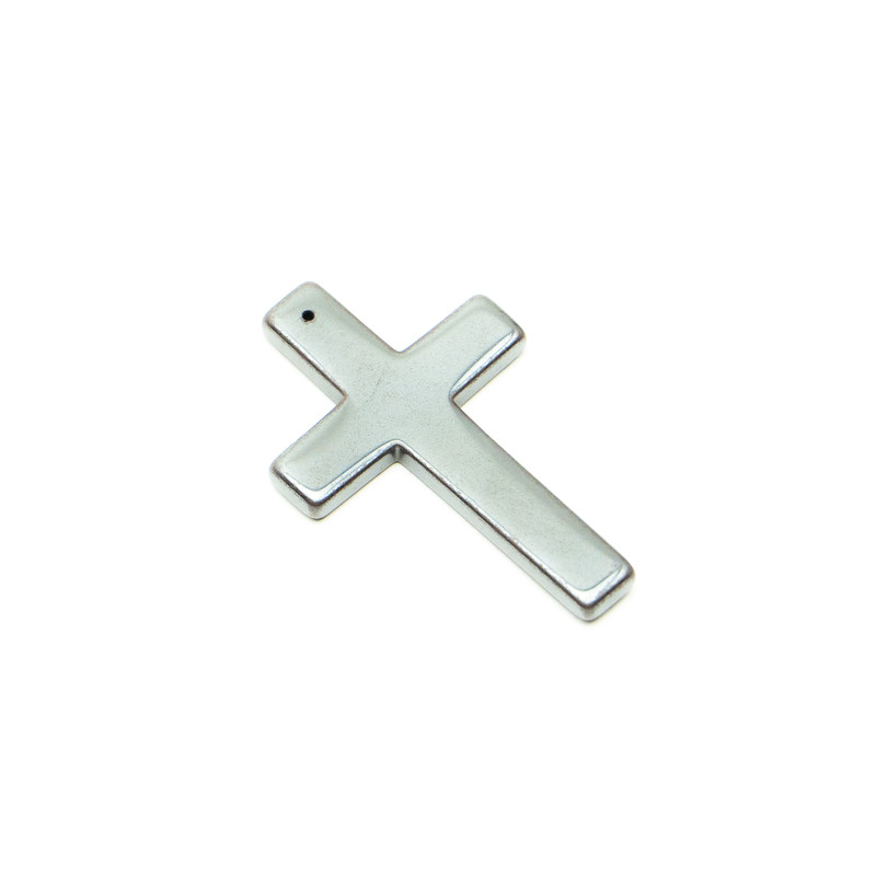 Anhänger 'Kreuz' aus Hämatit, Durchmesser 32×50, 5×4 mm+