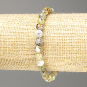 Armband aus grünem Opal, natürlicher Stein, glatte Kugeln, Durchmesser ca. 7 mm, Länge 18 cm (Stretcharmband)