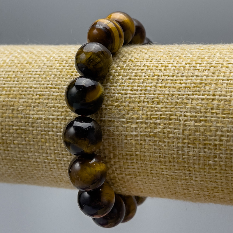 Armband aus Tigerauge – glatte Kugeln, Durchmesser ca. 12 mm, Länge ca. 18 cm (Stretch)
