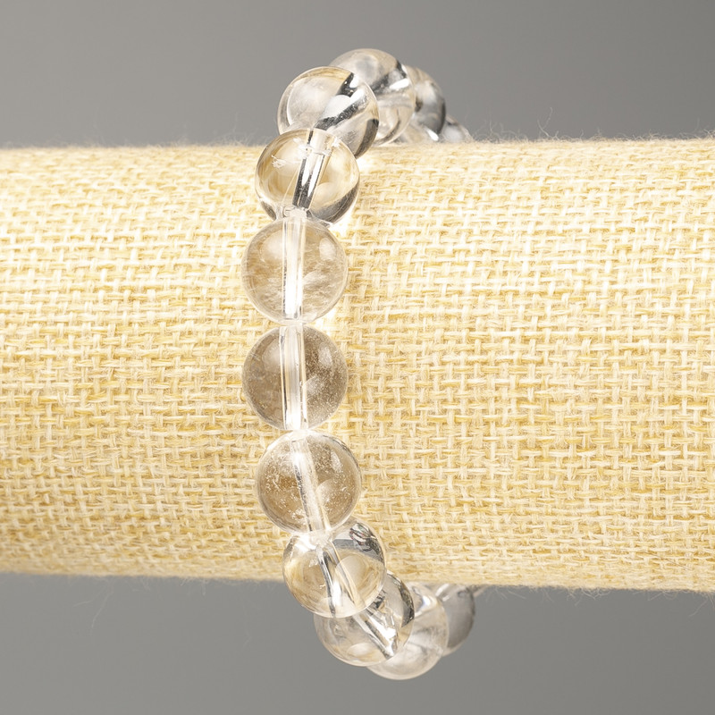 Armband aus Bergkristall, glatte Kugeln, Durchmesser 12 mm, Länge 18 cm (Elastisches Armband)