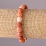 Selenit-Armband auf elastischem Band, glatte Kugeln, Durchmesser 8 mm, Umfang 18 cm