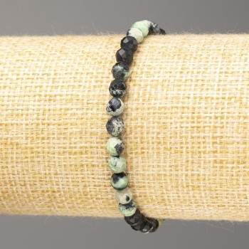 Armband aus Chrysokola, facettierte Kugeln, Durchmesser 5 mm, Länge 18 cm (Stretch)
