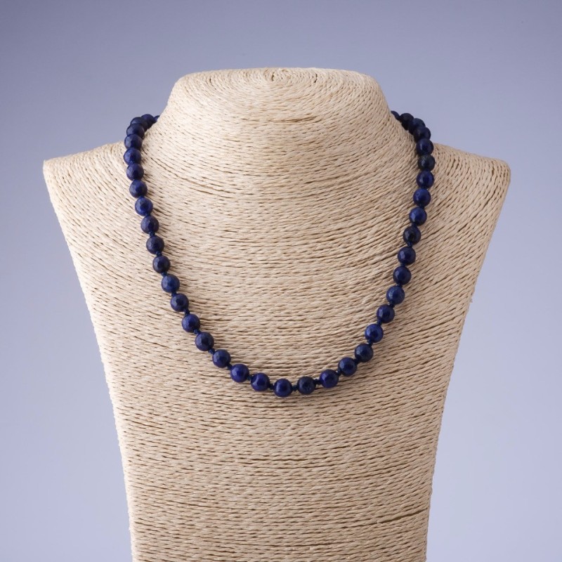 Halskette aus Lapislazuli, facettierte Kugeln, 48 cm lang