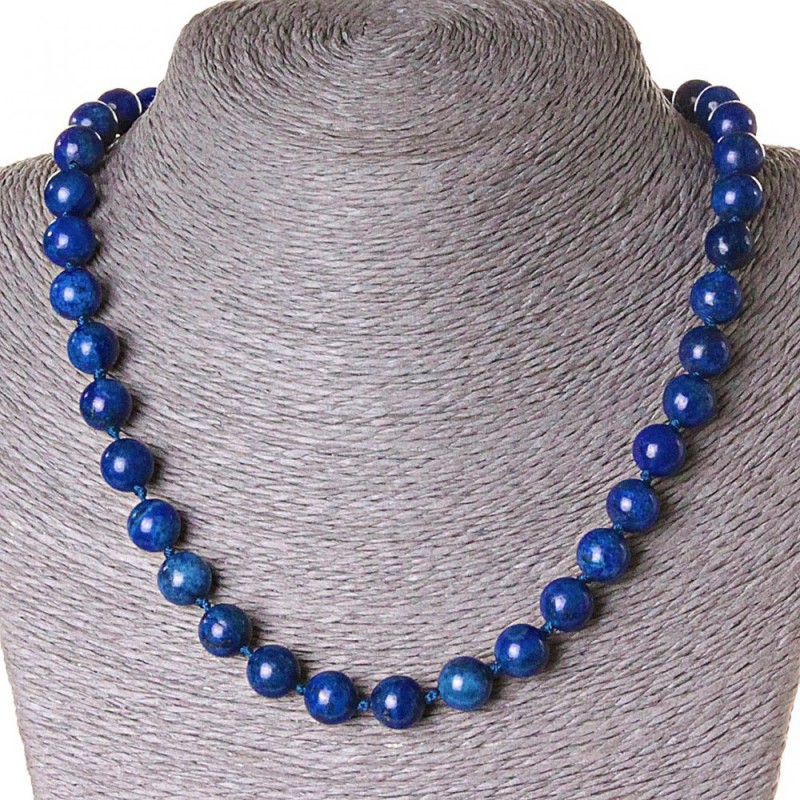 Halskette aus Lapislazuli, Kugel 10 mm, Länge 45 cm