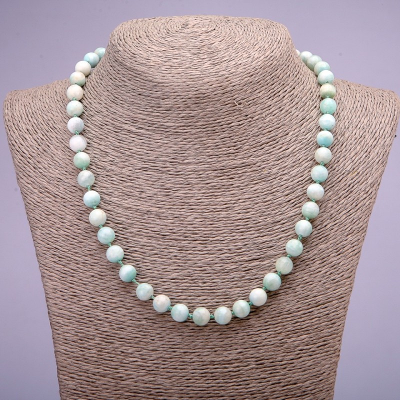 Larimar-Halskette mit glatten Kugeln, Durchmesser ca. 8 mm, Länge 45 cm
