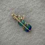 Brosche Geige mit blauer Emaille 47×24mm+
