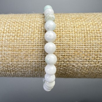 Armband aus Hemimorphit, Naturstein, glatte Kugeln, Durchmesser 6,5 mm, Länge ca. 18 cm (Elastikband)