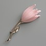 Brosche Tulpe rosa Emaille, silberfarbiges Metall 24×72 mm